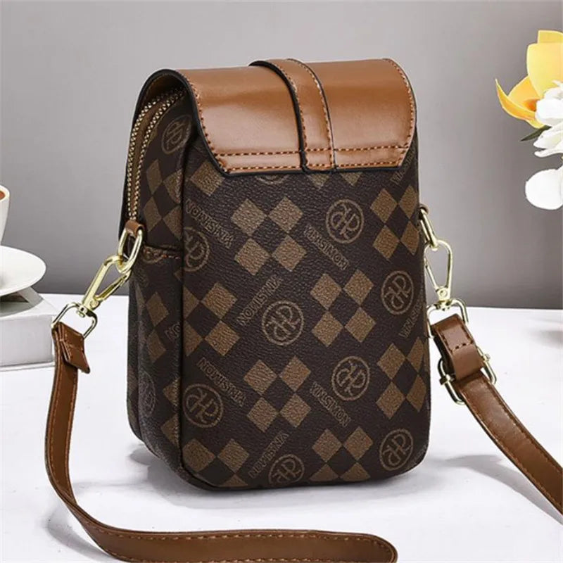 Bolso de hombro a cuadros de PU vintage
