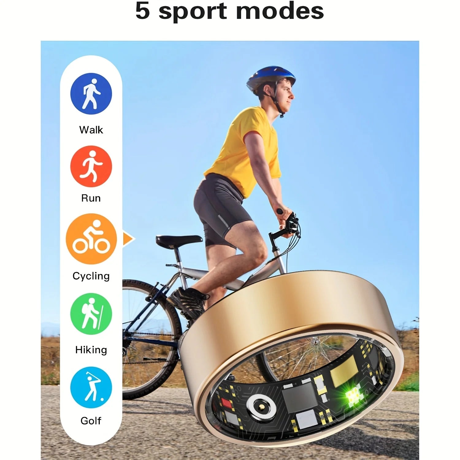 Anillo inteligente, seguimiento del sueño, monitoreo de movimiento, compatible con iPhone y Android, regalo inteligente, adecuado para mujeres y hombres