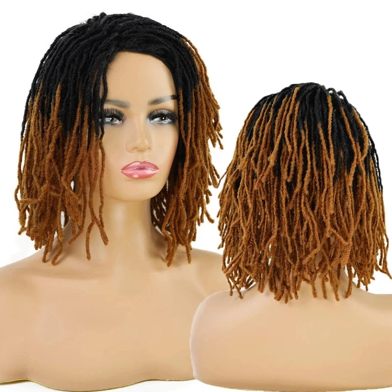 10Inches Braided Wigs Afro Bob Wig Synthetic DreadLock Wigs For Black Woman Short Curly Ends Cosplay Yun Rong Hair