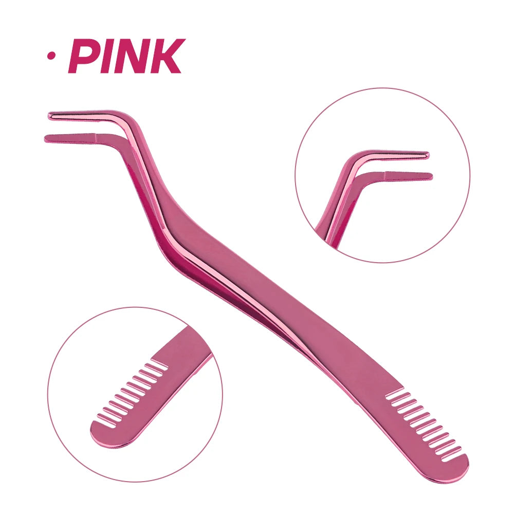 FADVAN Peine para pestañas Pinzas para pestañas postizas DIY, 1 pinza de acero inoxidable antiestática no magnética para maquillaje de ojos