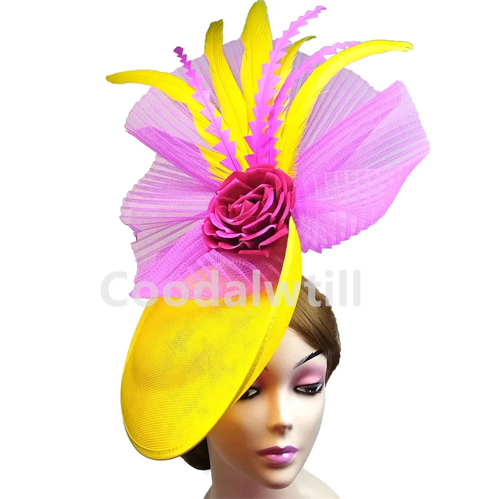 Flower Fascinators Hats Party Wedding Women Pillbox Cap Elegant Ladies Church Occasion Race Millinery Cap With Net Hair Access