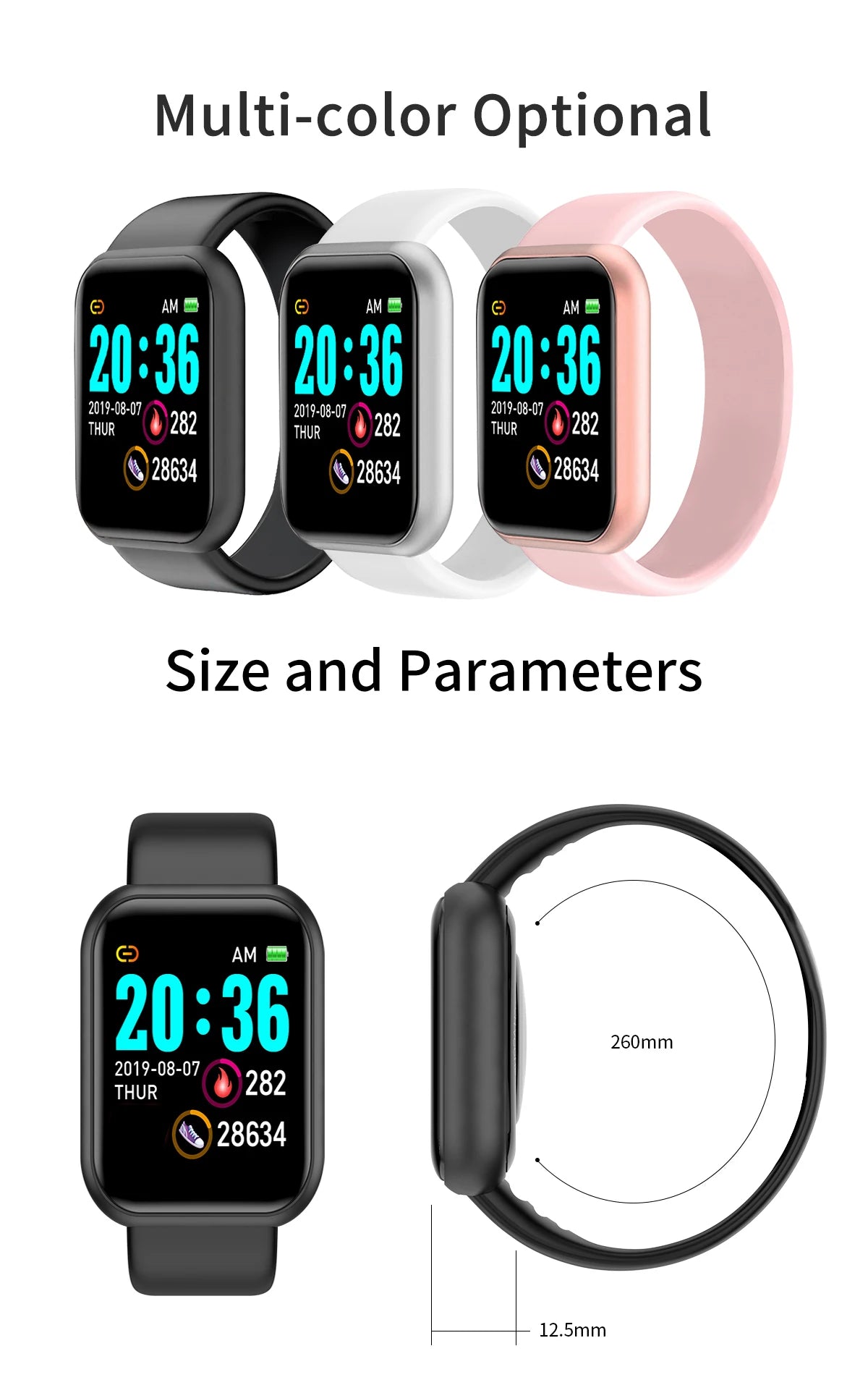 Smartarmbånd Smartklokker Menn Kvinner Gaver Sport Blue Tooth Band Puls Blodtrykk Fitness Tracker For Android IOS