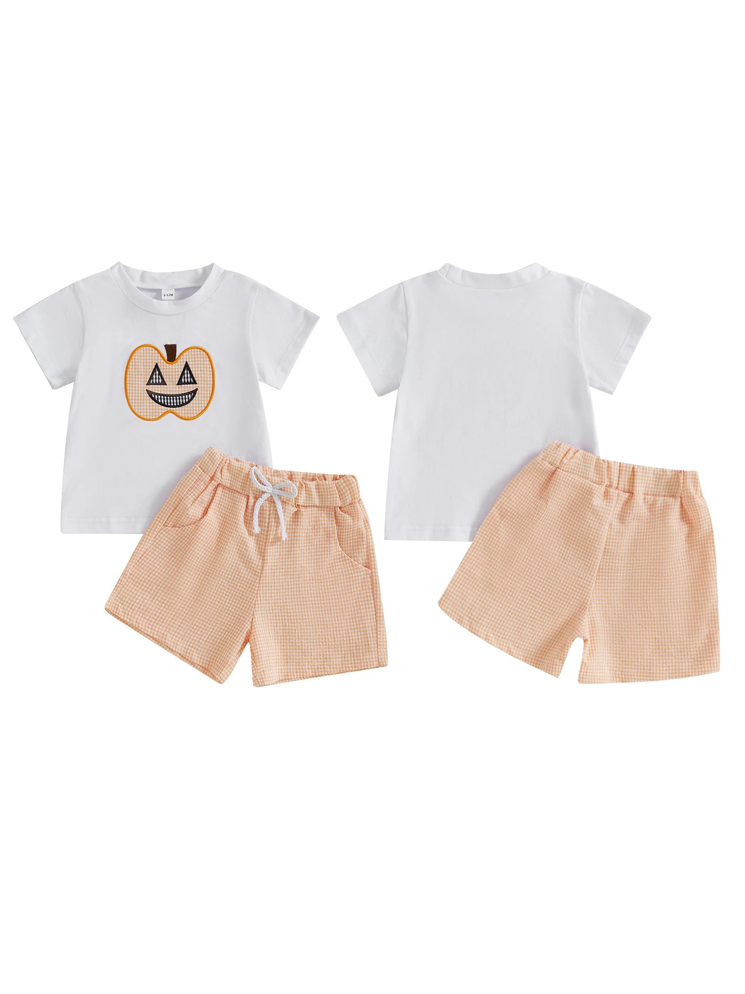 Søtt Halloween-kostyme til smågutter med spøkelsestrykk, langermet T-skjorte og stripete bukser, sett med to deler