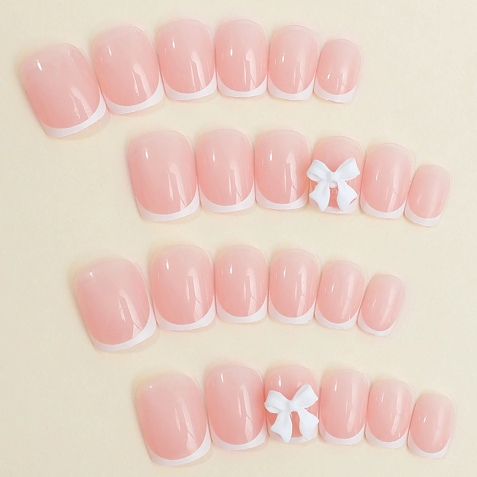 Uñas postizas de punta francesa, larga duración, elegantes, manicura artística para la vida diaria y uso cotidiano