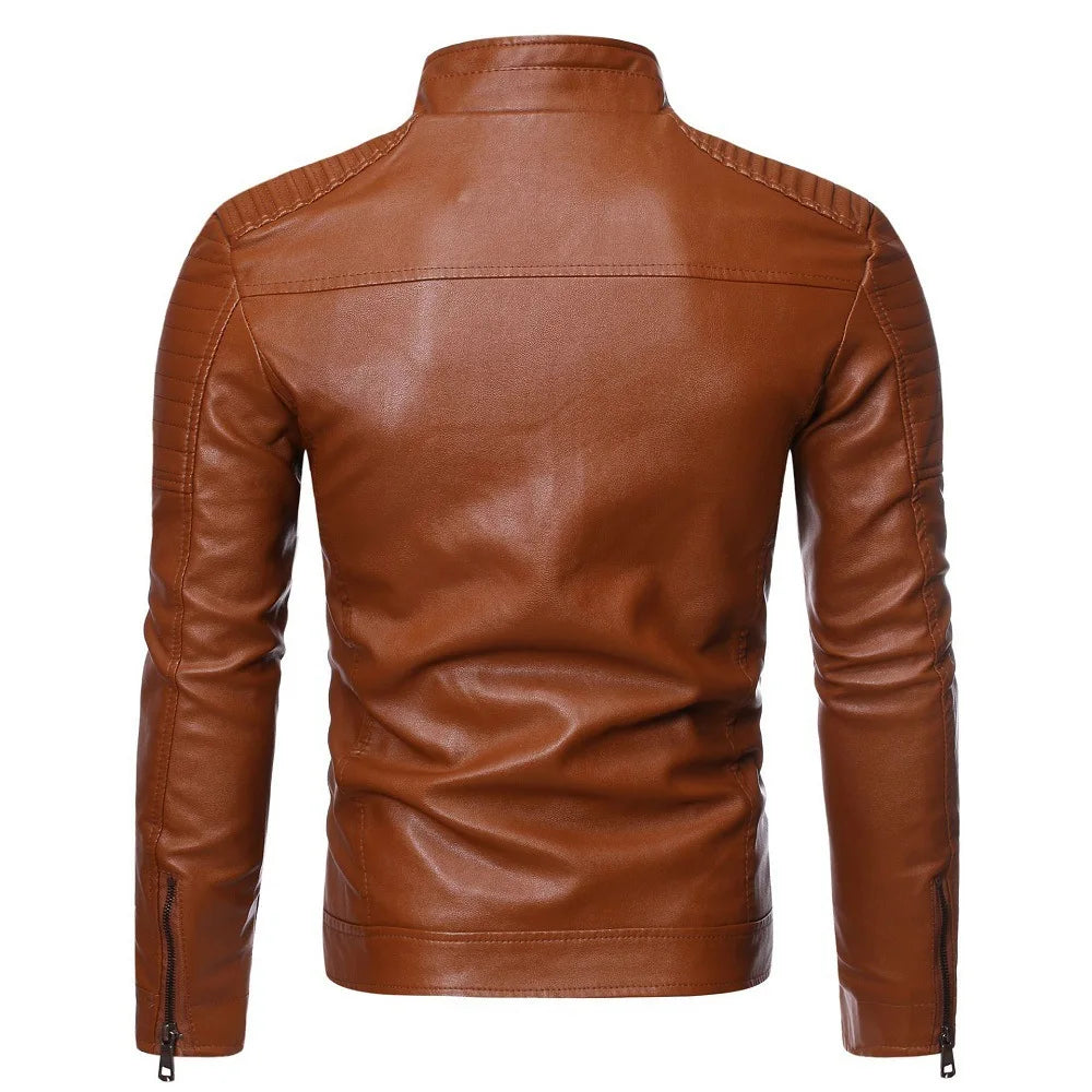 Moda de Chaquetas de Hombre Chaquetas de Cuero Vintage para Hombre Chaquetas de Moto Casuales de Cuero Sintético para Hombre Abrigos con Cremallera y Bolsillos de Motociclista