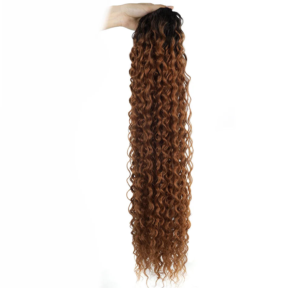 Curly Ponytail Extensions Clip in Synthetic Drawstring Ponytail Wig Long 32Inch Water Wave Afro Pony Tail Women Hairpiece False