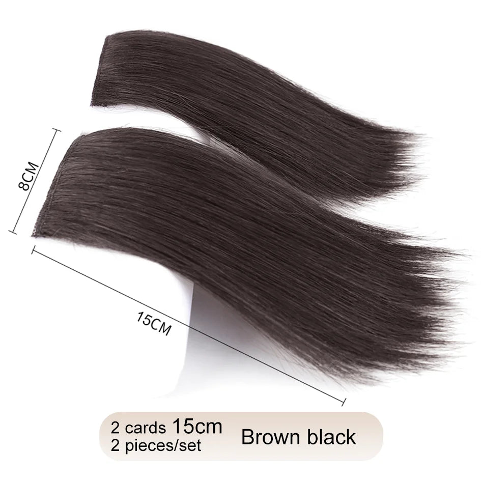 Extensiones de pelo sintético de 2 piezas/juego, extensiones de pelo, aberturas y piezas de repuesto para la parte superior, artefacto de reemplazo