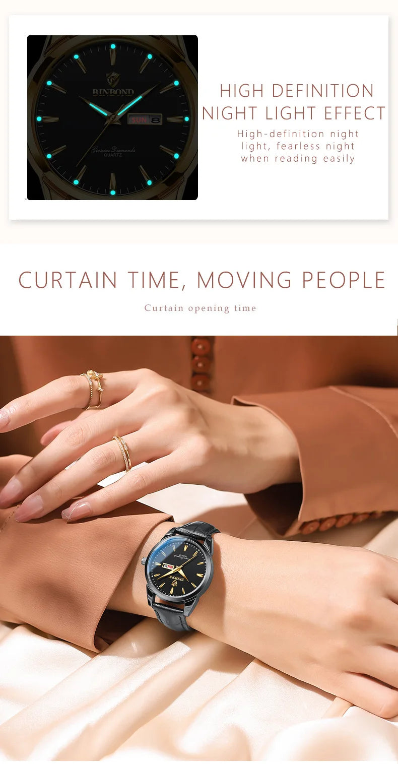 Hombre Reloj Superior Marca de Lujo Reloj de Pareja para Mujer Hombre Reloj Impermeable Calendario Masculino Relojes de Pulsera de Cuarzo Correa de Cuero Señoras