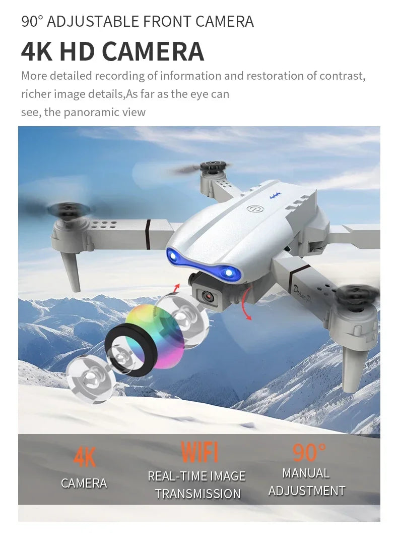 Dron RC 2024 E99Pro profesional 4K con cámara HD gran angular de 1080P, helicóptero plegable, WIFI FPV, función de mantenimiento de altura, juguete de regalo
