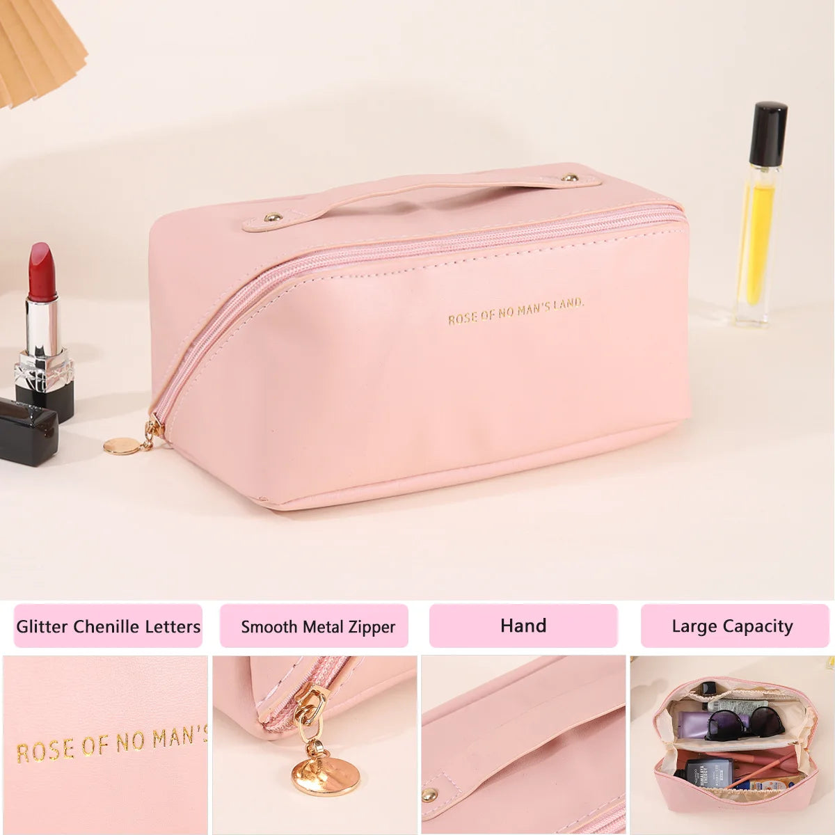 Neceser de Maquillaje para Mujer, Estuche de Maquillaje, Bolsa de Almacenamiento, Caja de Lujo para Mujer, Bolsa Organizadora de Cosméticos con Cremallera para Viajes, Regalo de Navidad