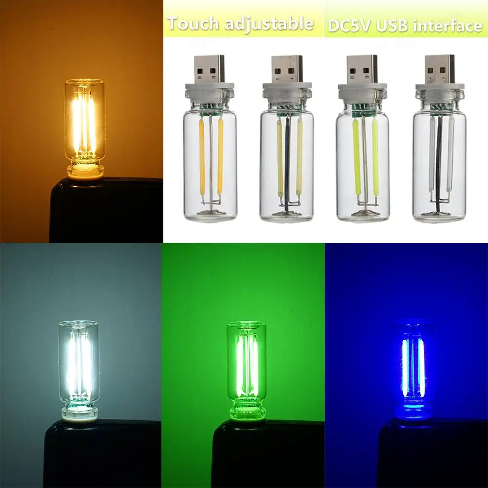 Decora herramientas USB táctil Control noche LED Luz Ambiente Lámpara incandescente Filamento LED Bombilla Decoración de dormitorio DIY