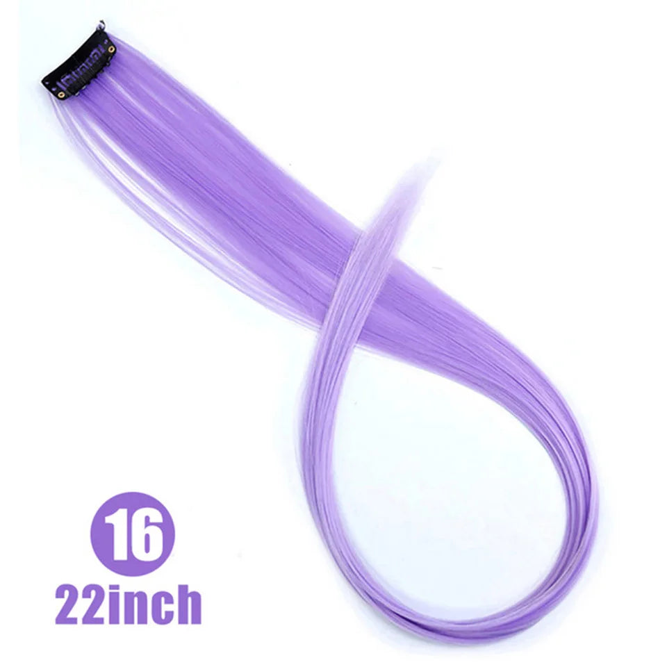 Extensions de cheveux synthétiques longues et bouclées pour femmes, résistantes à la chaleur, à clipser, couleur or, gris, violet, rose, rouge