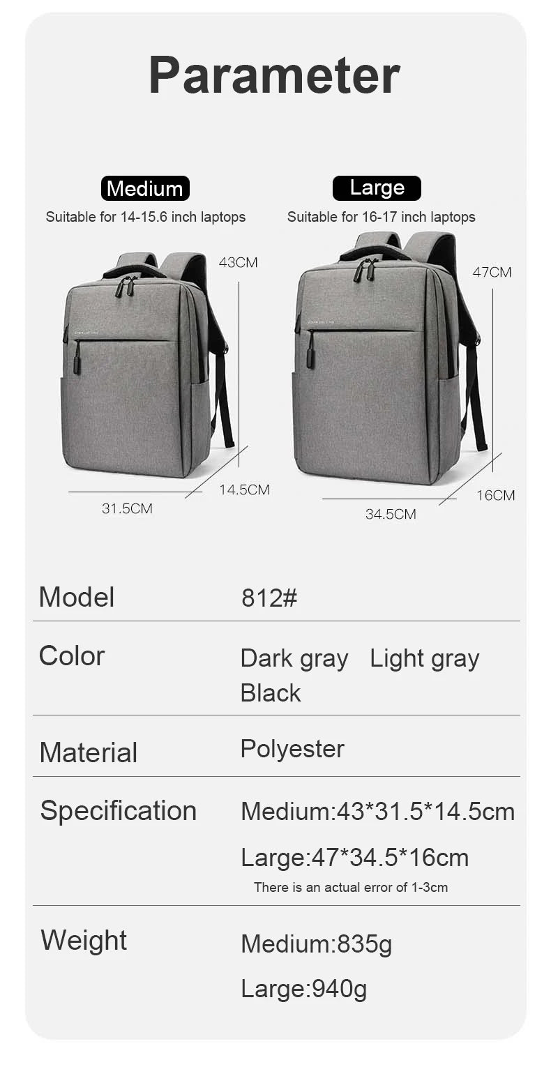 Mochila para portátil de 17.3 pulgadas, mochilas de viaje de gran capacidad, bolsa impermeable para portátil de 15.6 y 17.3 pulgadas, mochila de hombre con múltiples bolsillos