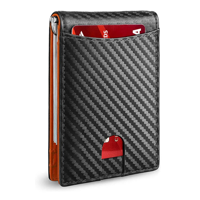 Carteras Delgadas para Hombre - Billetera de Cuero con Clip para Billetes para Hombre - Cartera Bifold RFID para Bolsillo Delantero - Tarjetero Minimalista