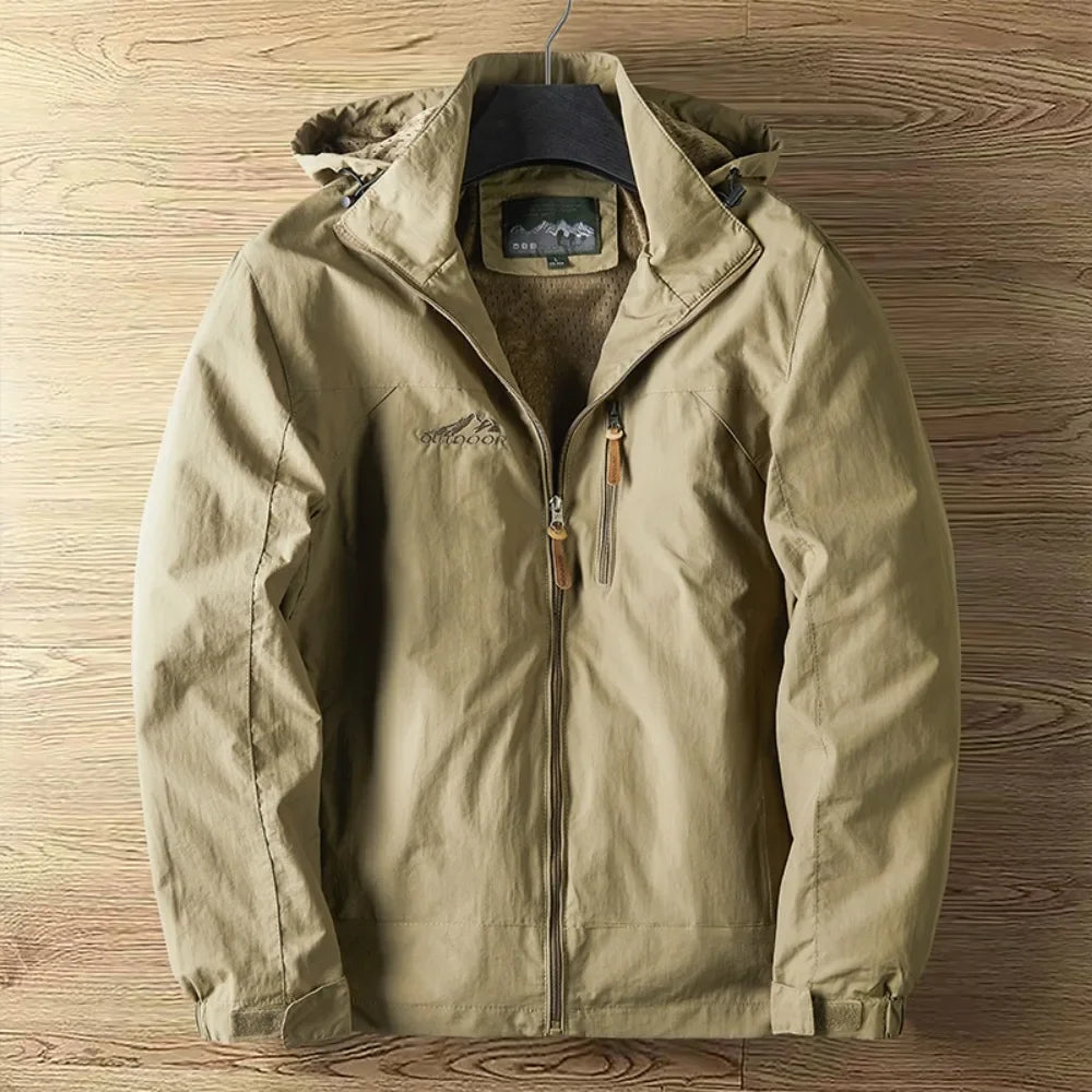 Chaquetas casuales de primavera y otoño para hombre, sección delgada, chaqueta perforada con capucha para hombre, versátil para escalada y ropa de calle