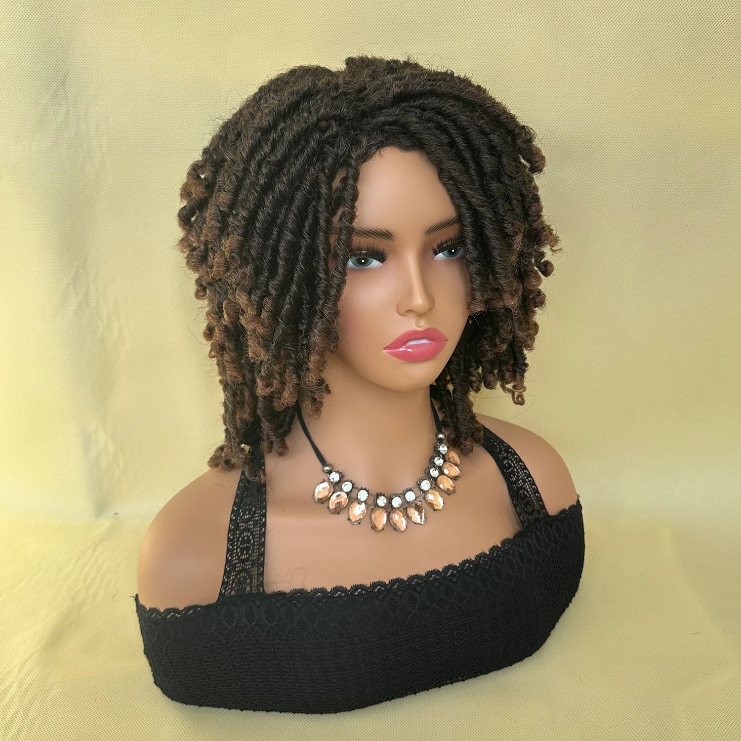 Short Synthetic Dreadlock Wig Afro Crochet Twist Hair Wigs For Black Women Curly Naturel Soft Faux Locs Wig