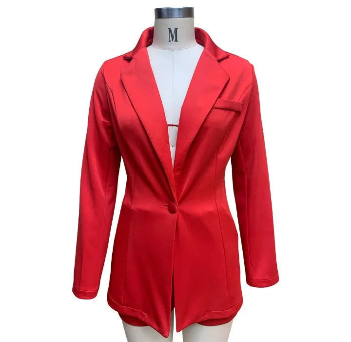 Conjunto de dos piezas de shorts para mujer, trajes de otoño e invierno, a la moda, estampado de leopardo, casual, blazer de manga larga y pantalones cortos