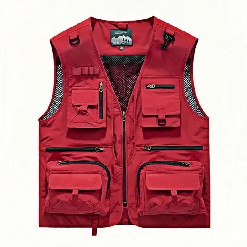 Men's Vest Summer Casual Photography Fishing Multi-Pocket Vest Outdoor Leisure Mountain Climbing Sleeveless V-Neck Custom Logo