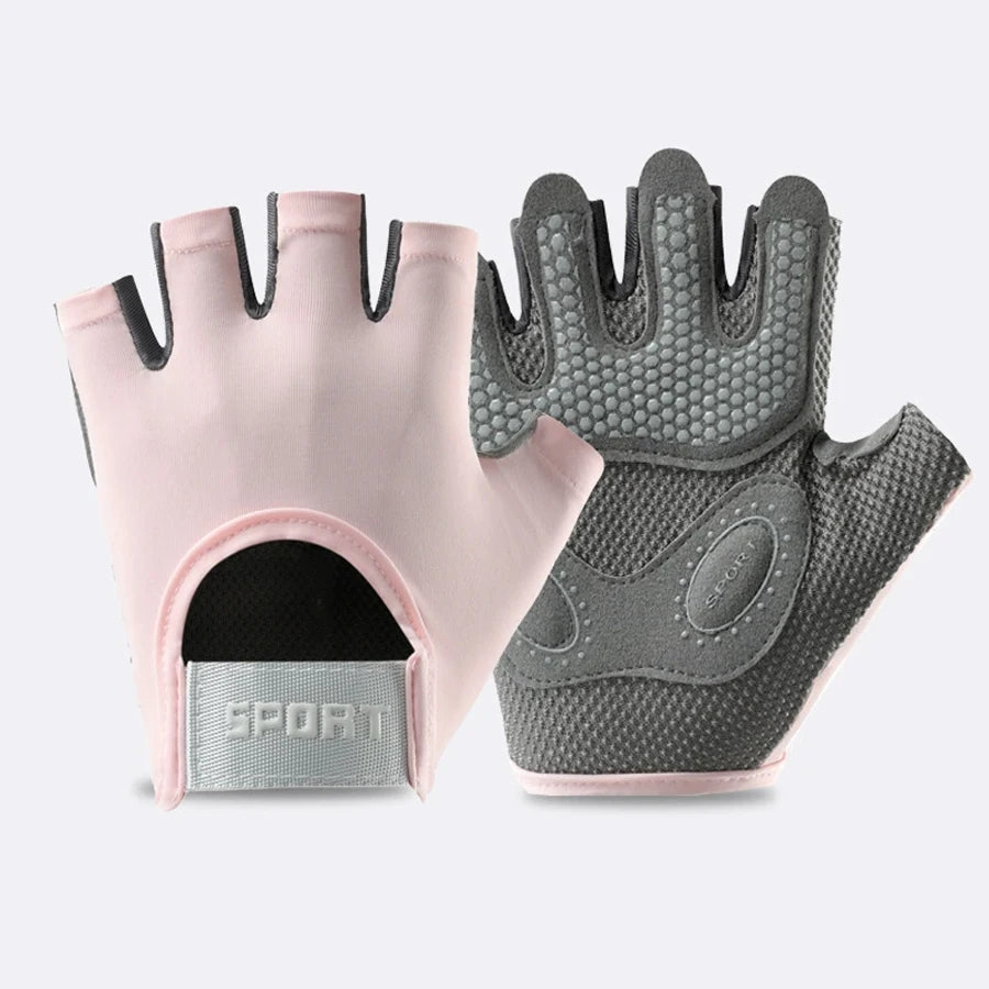 Guantes deportivos y de fitness, unisex, de medio dedo, transpirables, para entrenamiento con pesas rusas, correas de bicicleta, protectores de muñeca, mancuernas de hierro