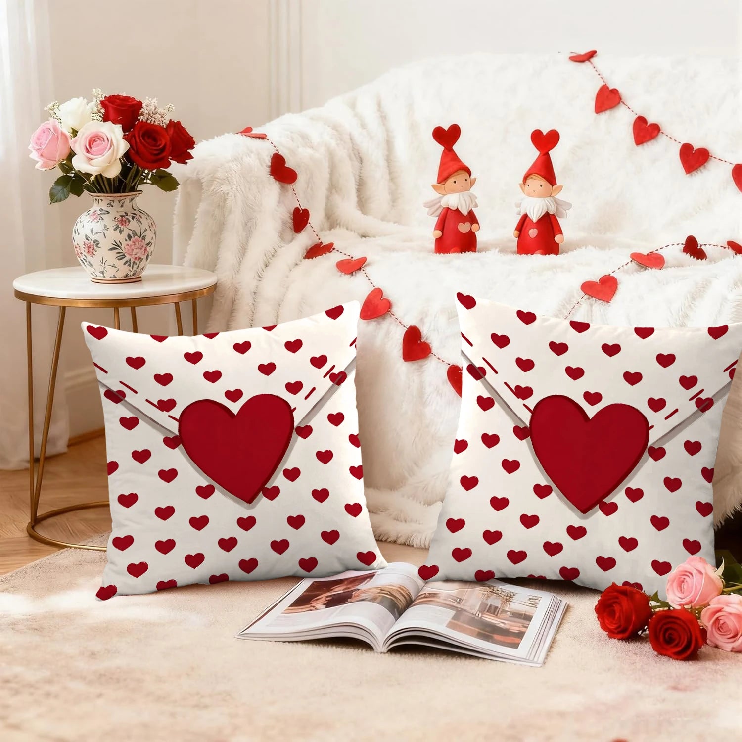 Housses de coussin à enveloppe « Love » (2 pièces)