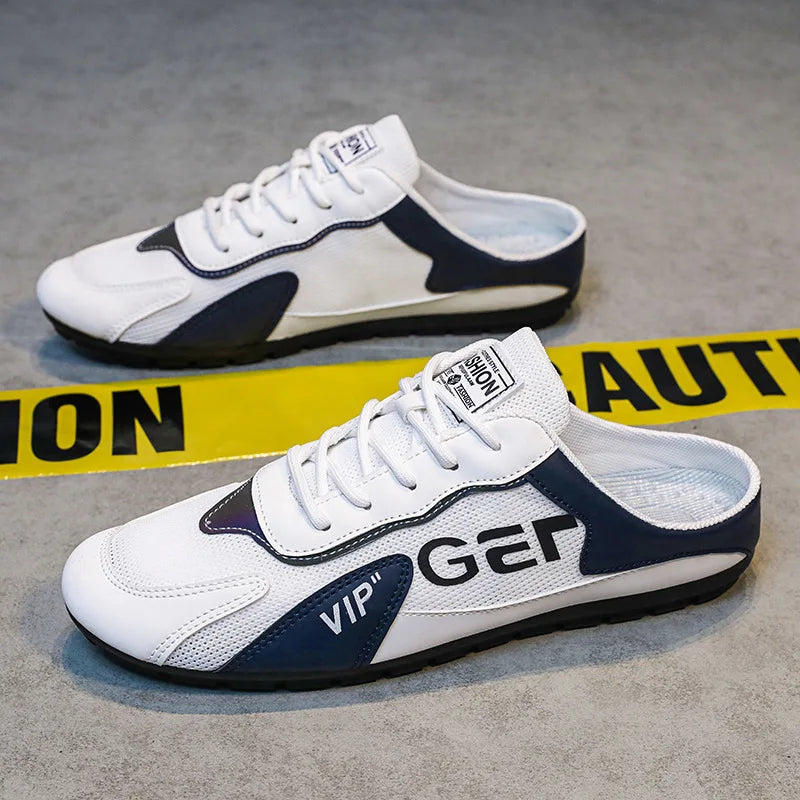 Nueva Tendencia de Pantuflas para Hombre Zapatos Baotou para Hombre Verano Transpirable Zapatos Casuales Planos Vulcanizados Zapatillas Deportivas Masculinas Zapatos Semi Abiertos
