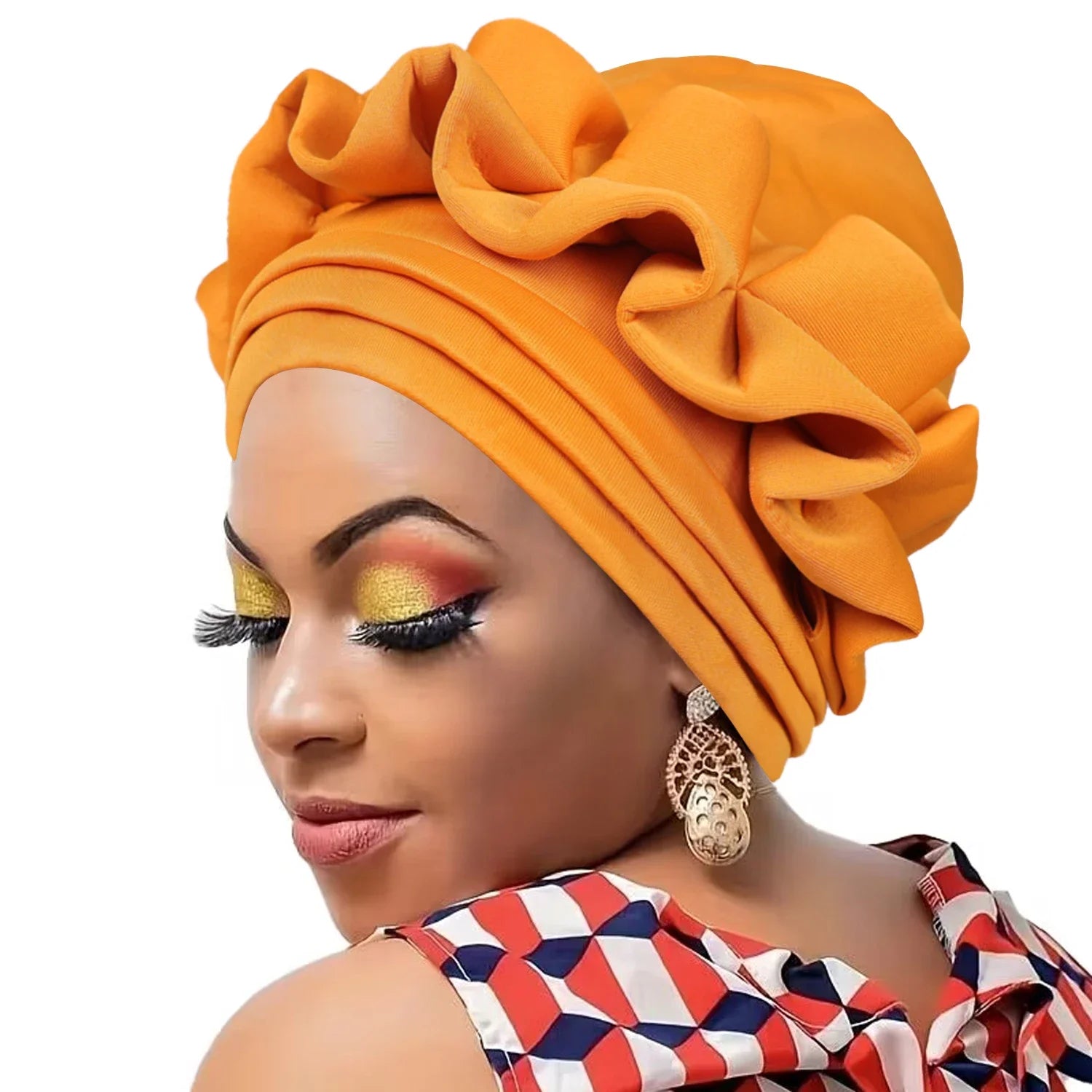 Women’s Raw Silk Pleated Turban – Elegant, African-Inspired & Perfect for Special Occasions