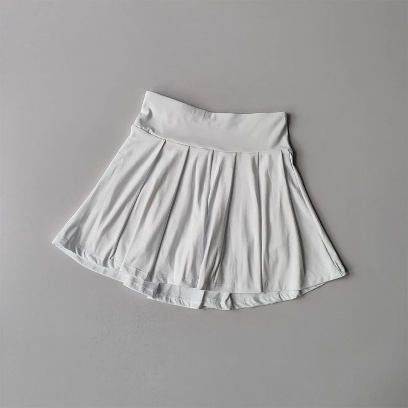 Falda de tenis para mujer, conjunto de yoga de verano, camiseta de manga corta, maratón, bádminton, golf, falda deportiva, conjunto deportivo de fitness