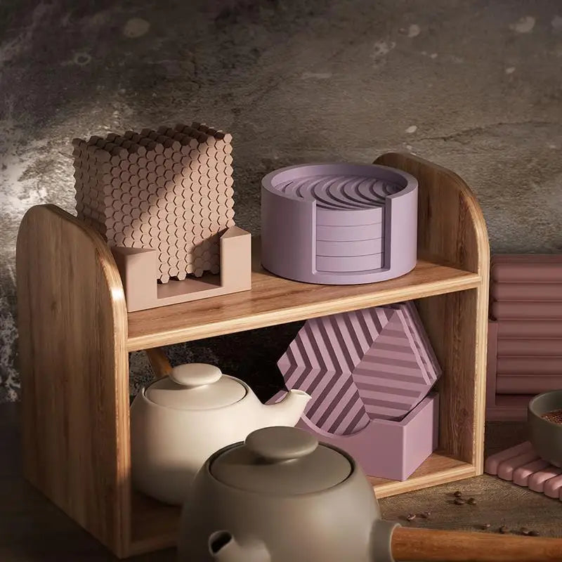 Moules en silicone pour dessous de verre, rayures carrées, pour tasse à thé, plateau, moule en silicone, résine époxy, artisanat fait main, moulage, décoration d'intérieur