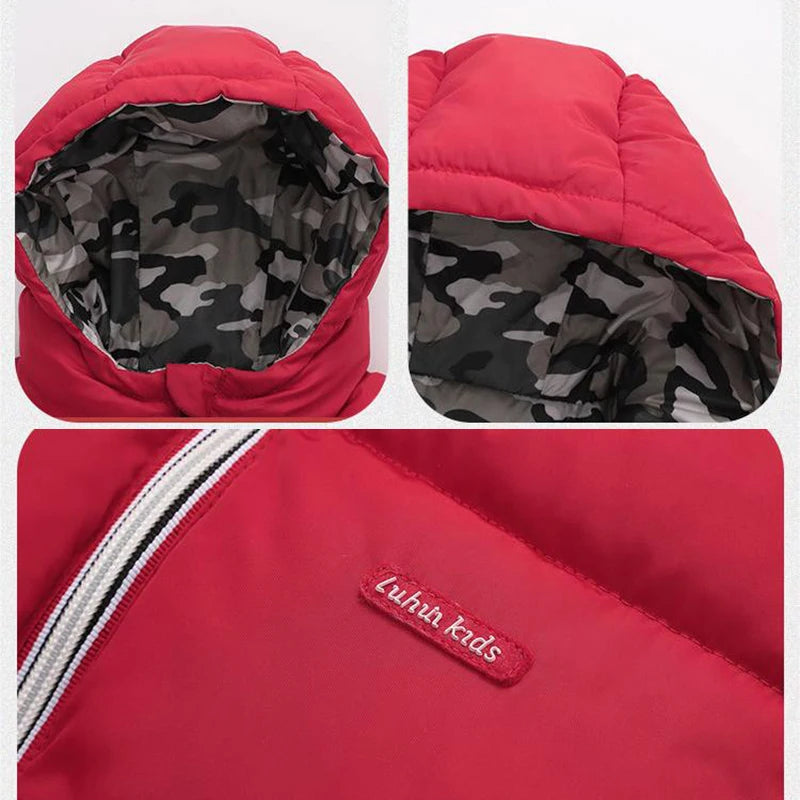 Chaquetas de plumón de invierno para niños, abrigo grueso y cálido de doble cara con capucha para niños de 2 a 10 años, ropa de abrigo infantil