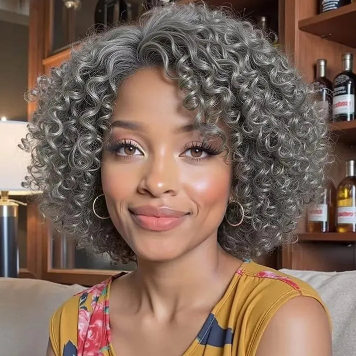 Salt & Pepper Deep Curly Wig