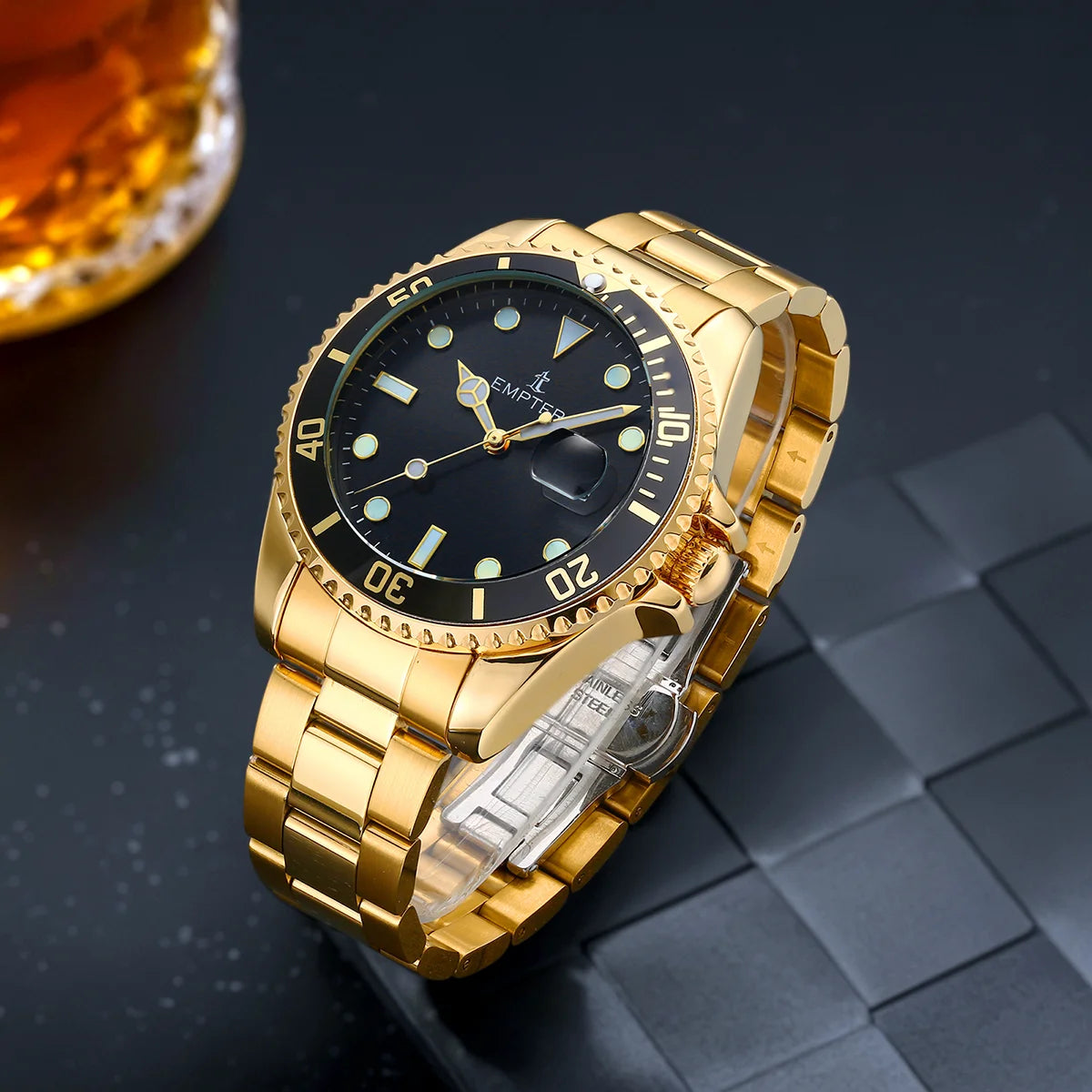 Montres pour hommes avec date, montre-bracelet de luxe étanche pour hommes, analogique, bicolore, en acier inoxydable, lumineuse