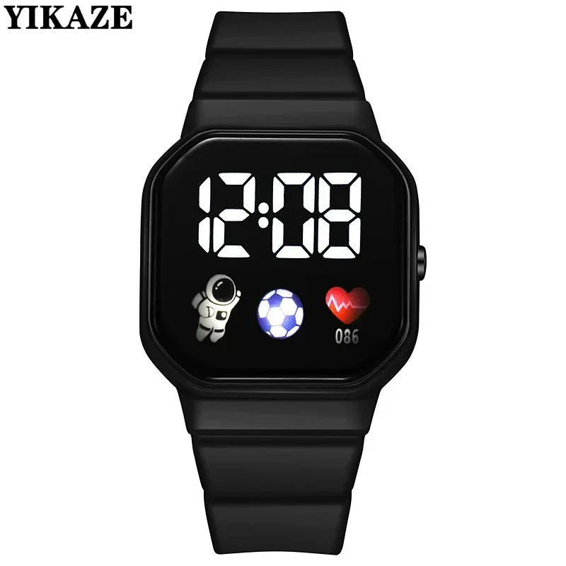 Relojes YIKAZE para niños, reloj digital LED para niños, correa de silicona, reloj electrónico de dibujos animados, reloj deportivo para niños y niñas, regalos