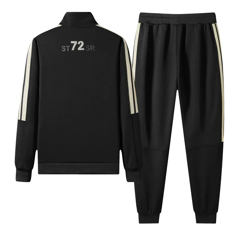 Conjunto de dos piezas de chaqueta y pantalón deportivo casual para hombre joven, transpirable y cómodo para primavera y otoño.