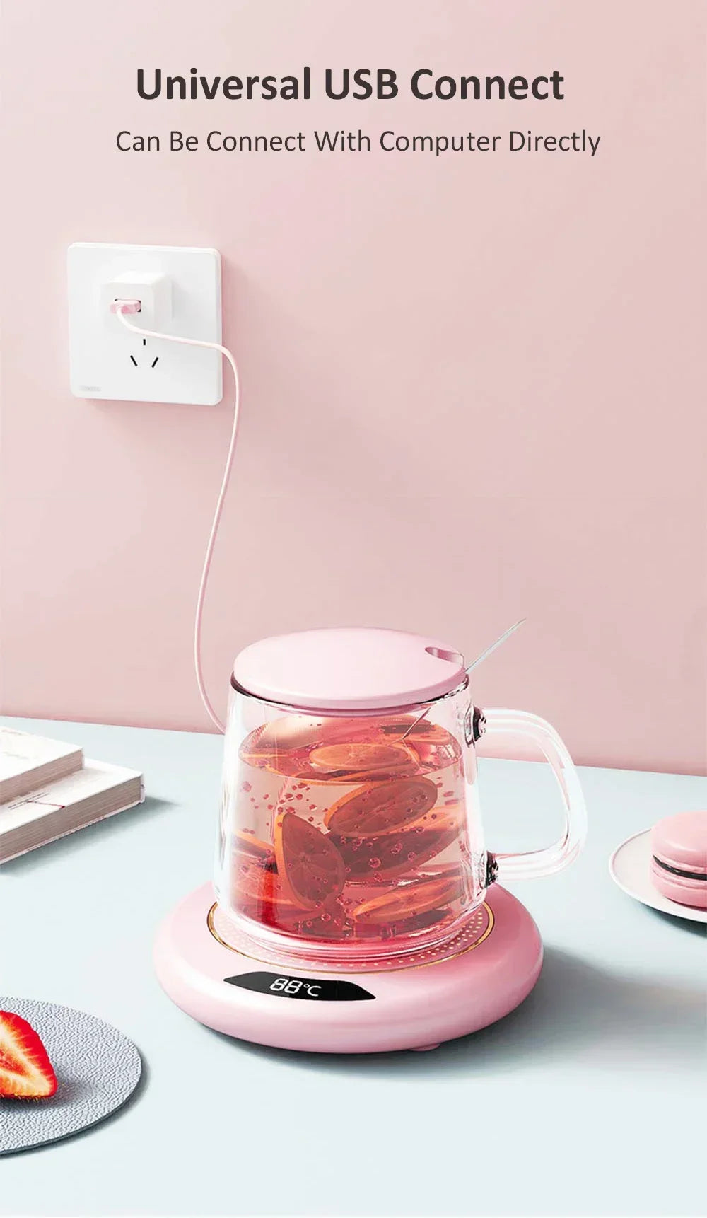 Calentador de Tazas Calentador Eléctrico de Tazas USB para Café Leche Té Almohadilla Calefactora de Agua Posavasos Termostáticos Calentador de Tazas para Hogar Oficina