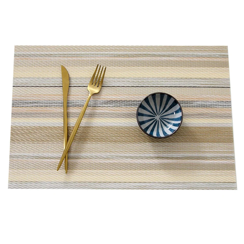 Placemats for Dining Table PVC Bamboo Pattern Table Mats Multiple Colors Non-Slip Heat Resistant Washable Easy to Clean