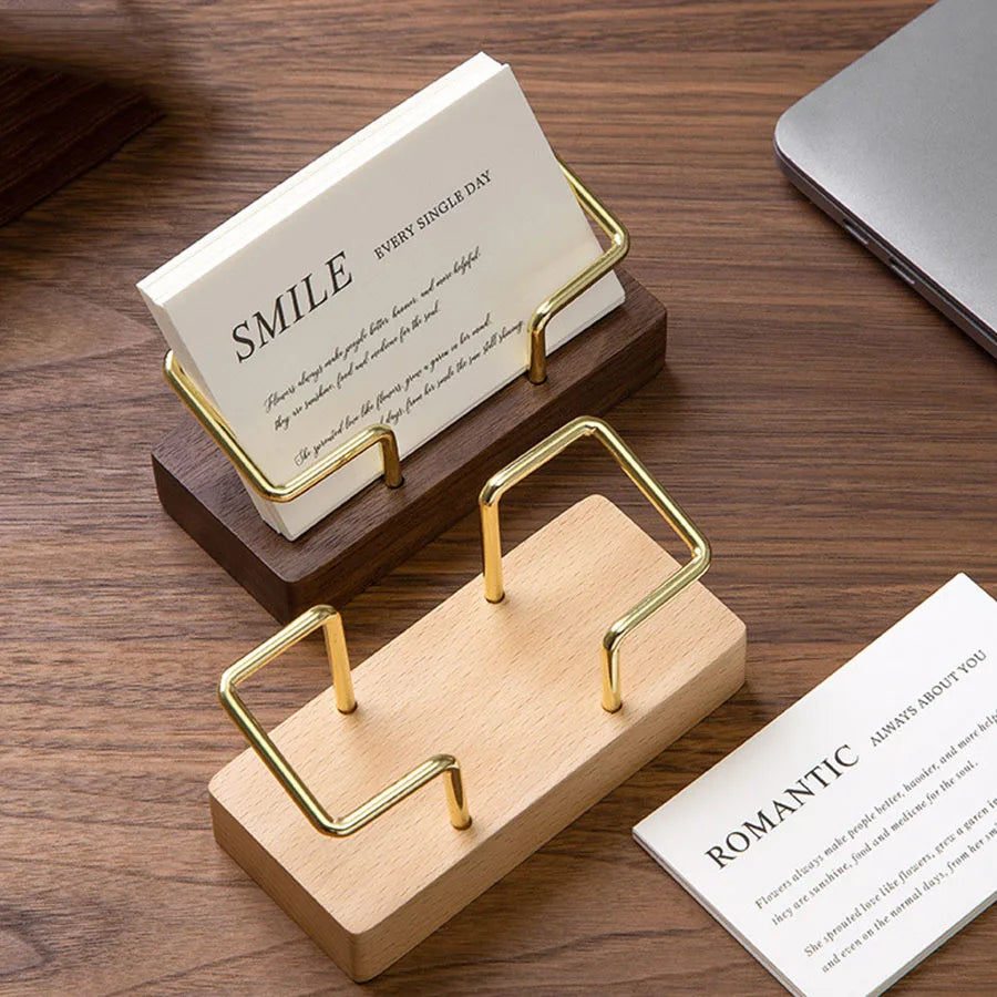 Tarjetero Organizador de Tarjetas de Negocio Soporte de Exhibición para Escritorio Accesorios de Oficina para Mostrador de Notas Estantería de Mesa Soporte de Madera para Tarjetas Almacenamiento en el Hogar