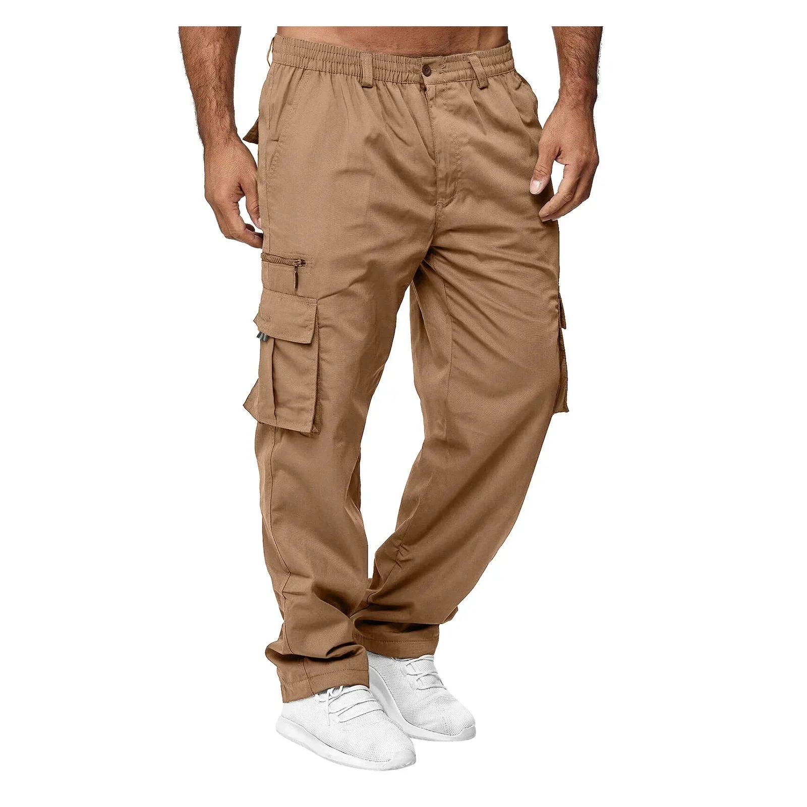 Pantalones de trabajoPantalones de trabajo informales para hombre con múltiples bolsillos, pantalones largos de pierna recta sueltos para exteriores, pantalones casuales de fitness para hombre