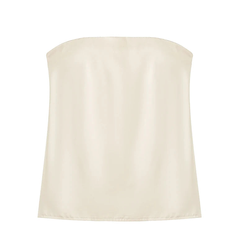 Conjunto de pantalón TRAF de 2 piezas para mujer, pantalones anchos, conjuntos lisos, tops y camisolas sin tirantes, conjunto de dos piezas para mujer, top corto y conjunto de pantalón 088