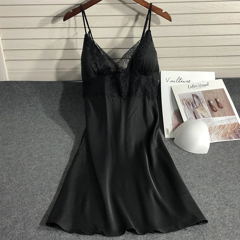 Pijama de cinco piezas para mujer, ropa de dormir para primavera y verano, camisón, bata de baño sexy de encaje, bata de satén de seda suelta para el hogar, ropa de estar en casa
