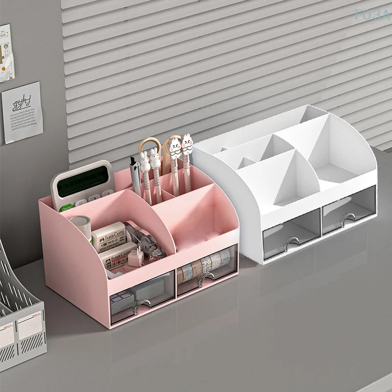 Organizador de escritorio con cajones Organizador de escritorio Caja de almacenamiento de maquillaje de mesa Suave y resistente Caja de almacenamiento de suministros de oficina Múltiple