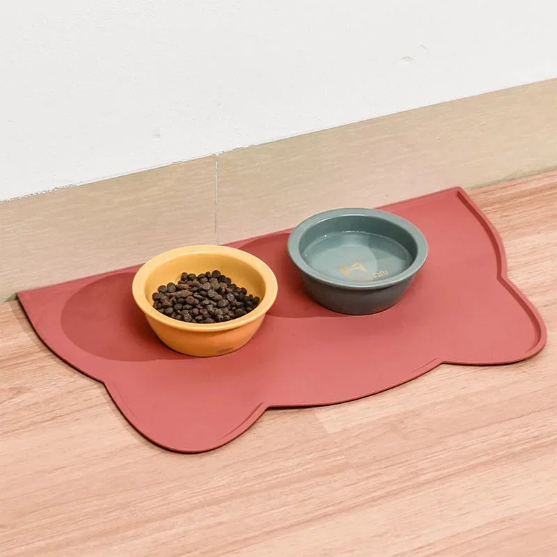 Set de table pour animaux de compagnie, tapis d'alimentation pour chats et chiens, étanche, anti-fuite, avec tapis en silicone antidérapant et facile à nettoyer
