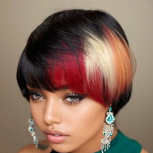 Perruque ombrée en cheveux humains Pixie