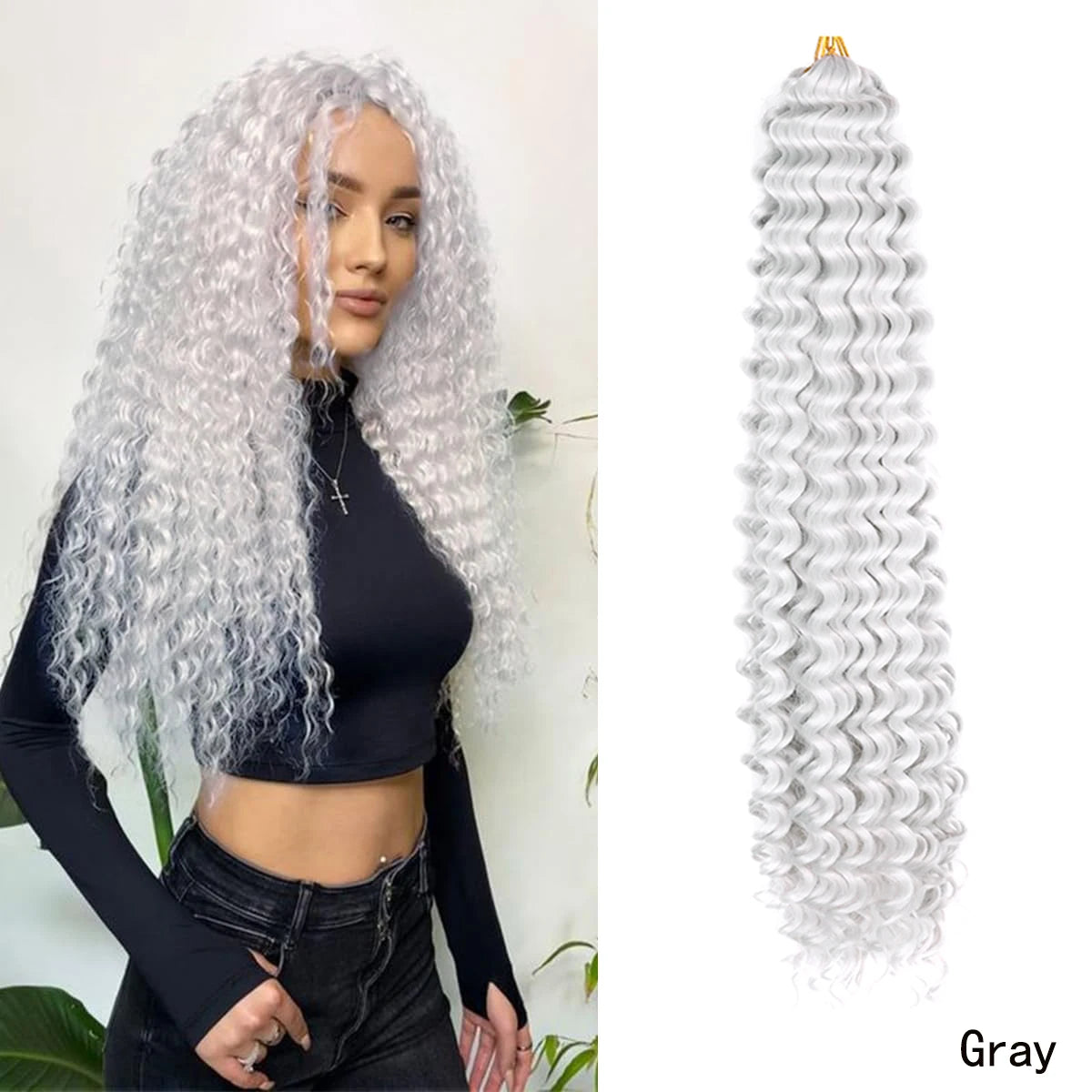 Syntetisk 22 tommers dyp bølget vri heklet hår syntetisk afro krøllete hår heklet fletter ombre brun flettehår extensions