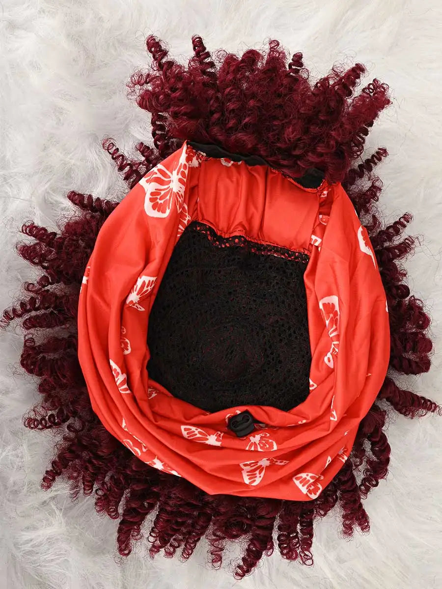 Pelucas de diadema para mujer Peluca afro rizada con pelucas de cabello corto sintético con diadema adjunta Pelucas con pañuelo para la cabeza