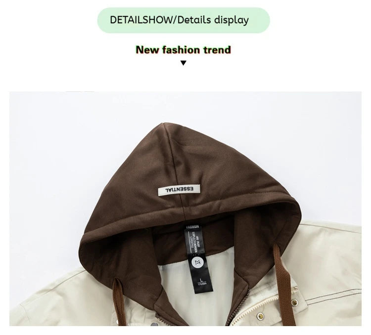 Chaqueta fina para hombre con capucha, juvenil, otoño e invierno, nuevo estilo popular, combinación de colores, uniforme de béisbol de alta gama, con capucha, casual
