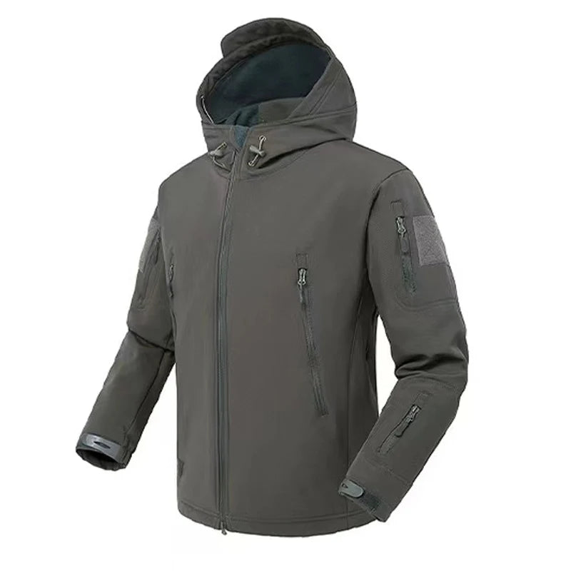 Chaquetas impermeables de lana SoftShell para hombre, otoño e invierno, con capucha, para pesca, senderismo, camping, escalada, esquí, pantalones