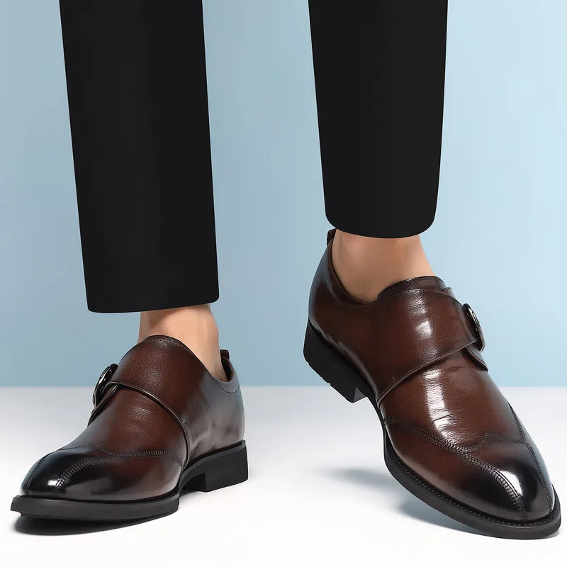 Zapatos de vestir de negocios para hombre con cierre, zapatos de cuero formales para hombre, calzado Oxford, mocasines Oxford de cuero de alta calidad para hombre