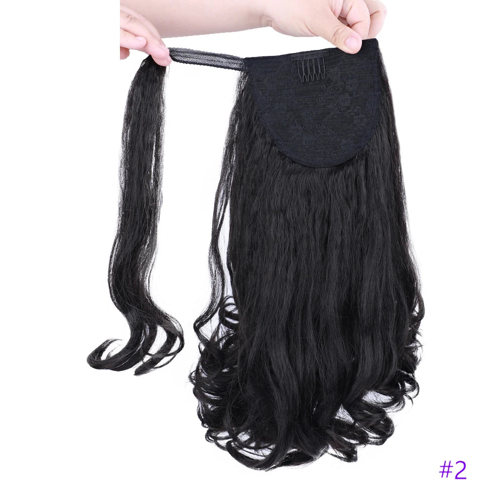 Extensions de queue de cheval synthétiques bouclées, queues de cheval enveloppantes pour femmes, postiches afro élastiques de 16 pouces pour chignons hauts.