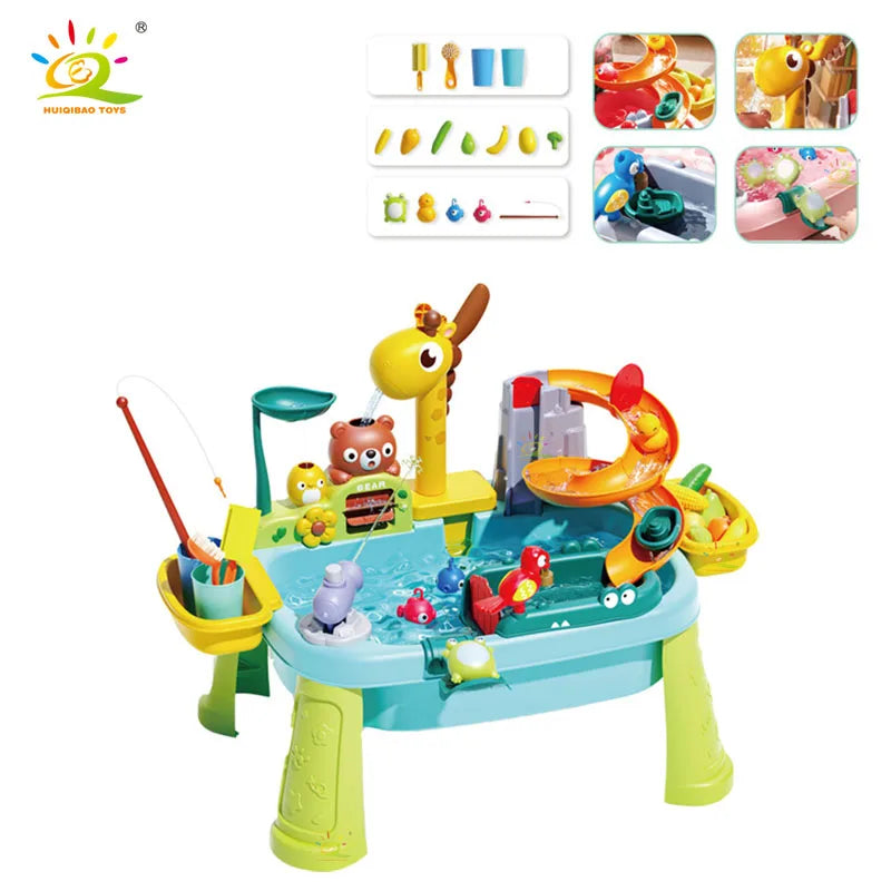Juguetes de cocina eléctricos para niños, diversión con agua, lavabo, pesca, lavado de platos, juego de rol para el hogar, juguetes de educación temprana para bebés