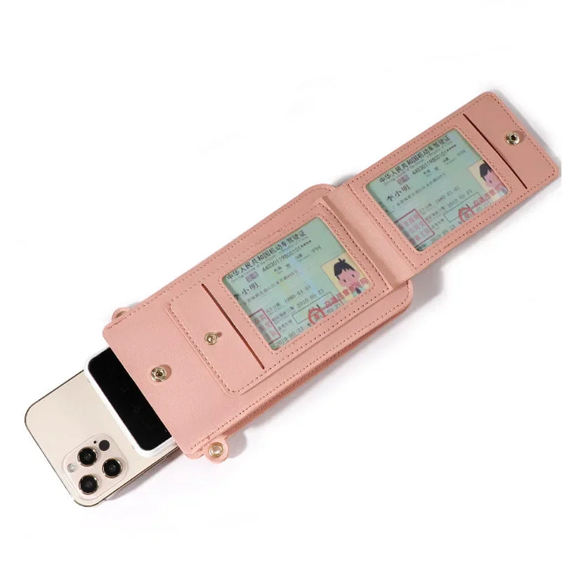 Women’s Soft Leather Touch-Screen Crossbody Wallet Purse